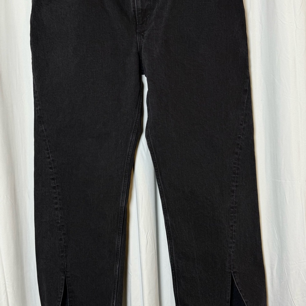 Abercrombie & Fitch Curve Love 90s Relaxed Jeans Ankle Slit Size 16R 33 Black - Picture 5 of 10